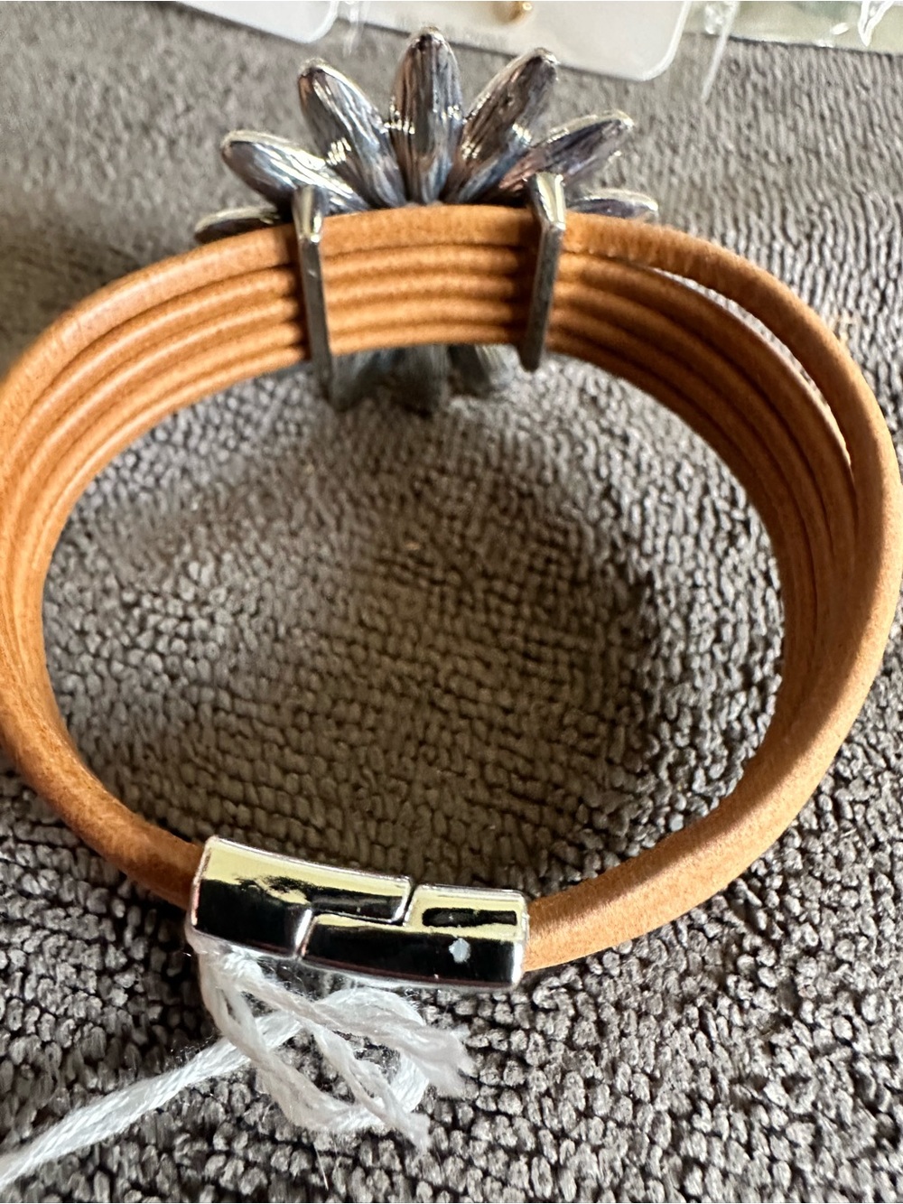 Sunburst Yellow Crystal Multi-Wrap Leather Bracelet - Picture 2 of 2